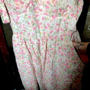 #59 Girls tie strap dress with petite pink flowers